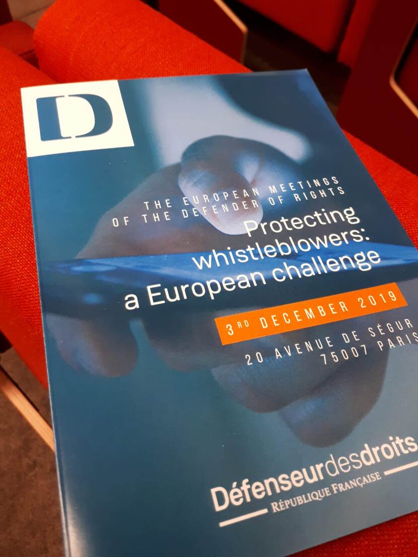 programmaboekje conferentie "Protecting whistleblowers: a European challenge" 3 december 2019, Parijs